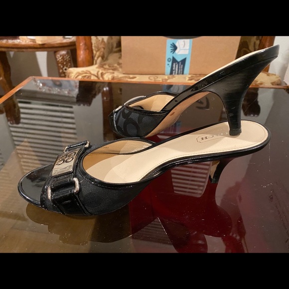 Coach black/silver monogrammed sandals - Picture 3 of 8